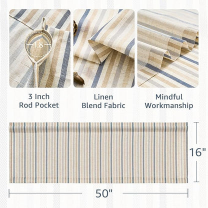 jinchan Valance Curtain Linen Textured Striped Window Curtain - Image 6