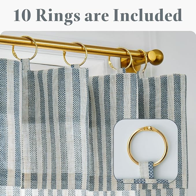 jinchan Striped Linen Kitchen Curtains - Image 9