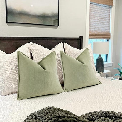 ZWJD Sage Green Pillow Covers 20x20 Set of 2 Chenille Throw Pillow Covers - Image 5