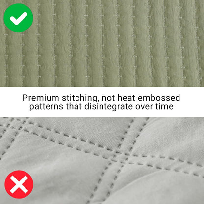 king size quilt-lightweight bedspreads olive green king quilt, close-up detail