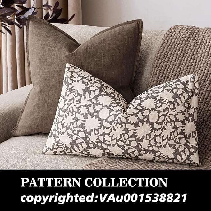 Foindtower Set of 2 Decorative Neutral Floral Throw Pillow Covers Accent - Image 4