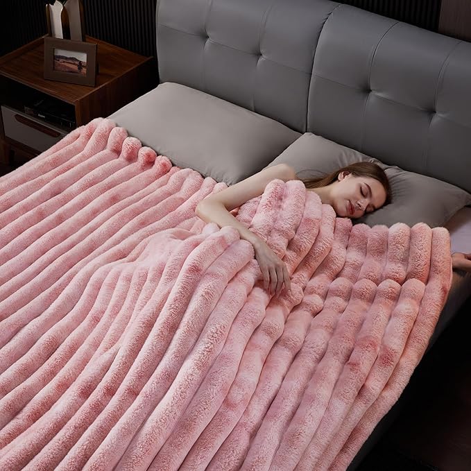 Fluffy Faux Fur Throw Blanket, Thick 1000GSM Soft Cozy Throw Blankets - Image 5