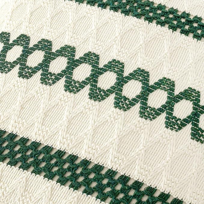 MIULEE Set of 2 Dark Green Boho Christmas Decorative Pillow Covers 20x20 Inch - Image 4