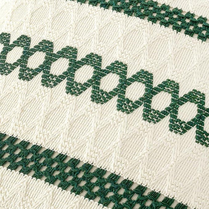 MIULEE Set of 2 Dark Green Boho Christmas Decorative Pillow Covers 20x20 Inch - Image 4