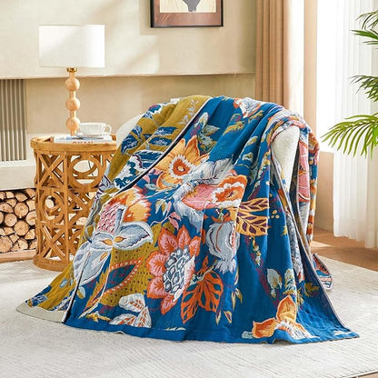 Boho Throw Blanket, 100% Cotton Bohemian Decorative Throw Blanket - Image 2