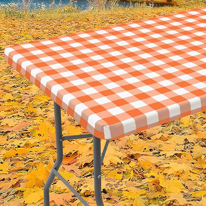 Smiry Rectangle Picnic Table Cloth, Elastic Waterproof Fitted Vinyl Tablecloths by Smiry