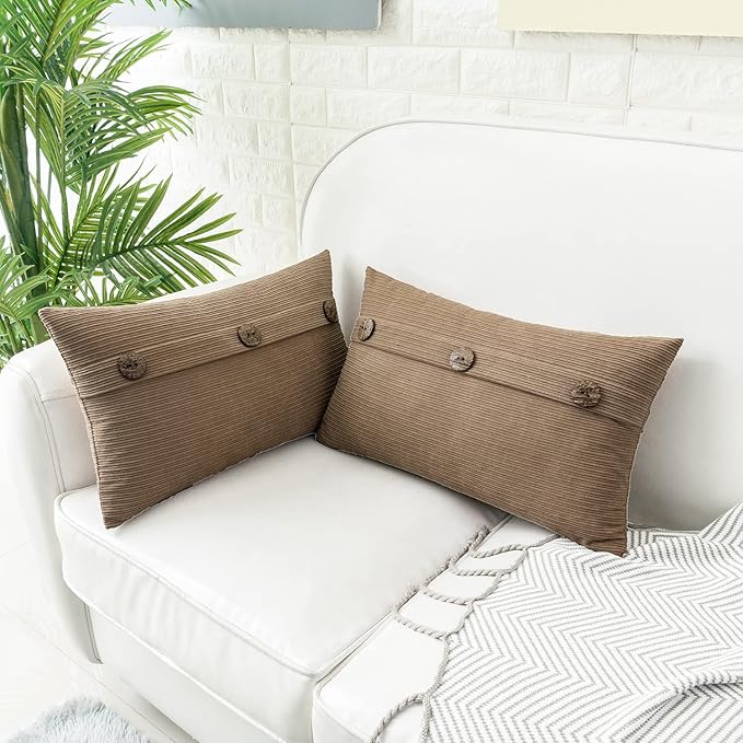 HWY 50 Taupe Chenille Throw Pillow Covers 12x20 Inch - Image 3