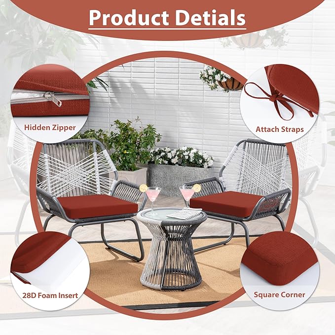 Favoyard Outdoor Chair Cushion Set of 4 Rainproof & Color Fade Resistant 19 x - Image 6