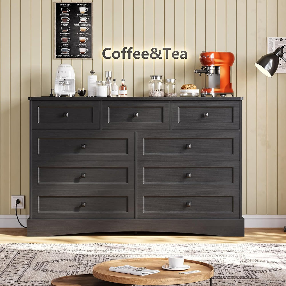 Hasuit Black Dresser for Bedroom with 9 Drawers, 51.2" Large Drawer Dres...