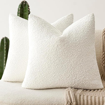 Foindtower Set of 2, Decorative Textured Boucle Throw Pillow Covers Accent by Foindtower