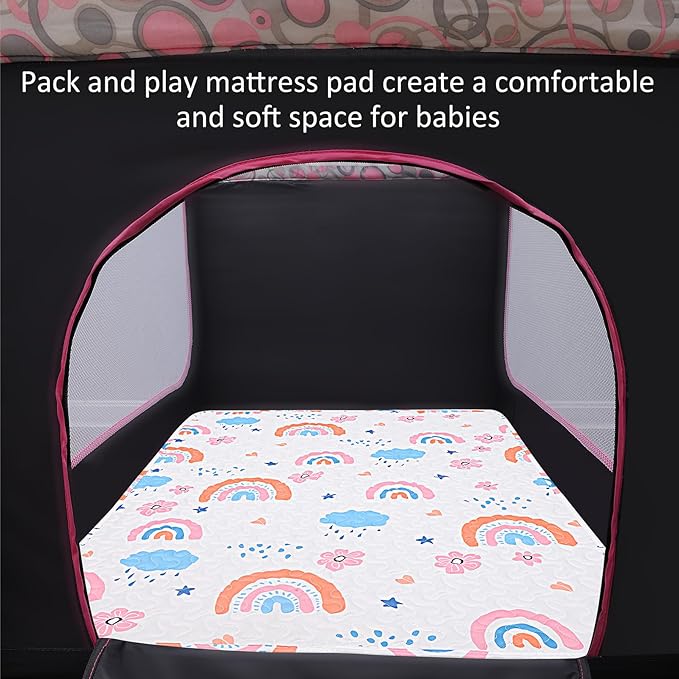 Quilted Pack n Play Sheet Fitted, Breathable Thick Pad - Image 7