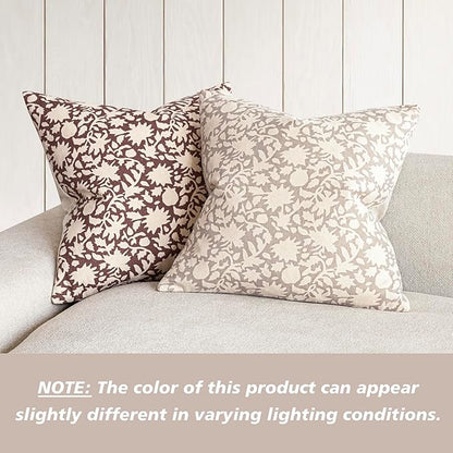 Foindtower Set of 2 Decorative Neutral Floral Throw Pillow Covers Accent - Image 4