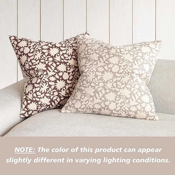 Foindtower Set of 2 Decorative Neutral Floral Throw Pillow Covers Accent - Image 5