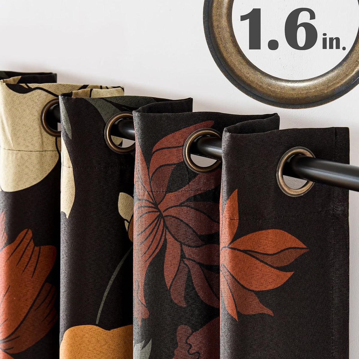 jinchan black boho floral blackout curtains 84 inch on a desk or shelf