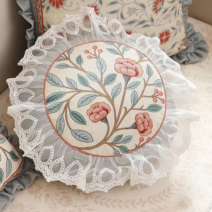 Floral Throw Pillow Covers Set of 2, Cottage Rustic - Image 8