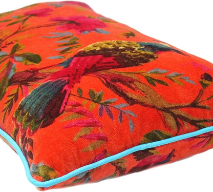 Eyes of India Velvet Floral Flower Bird Throw Pillow Sofa Cushion Cover Case - Image 5