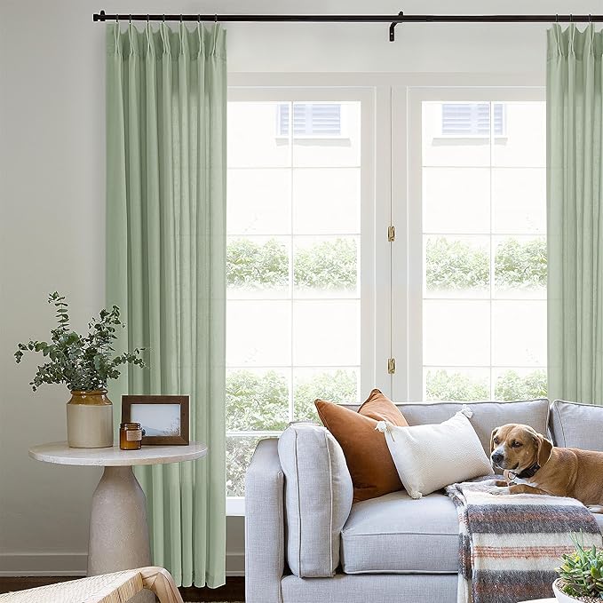 Pinch Pleated 105 Inch Long Linen Curtains - Image 9