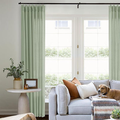 Pinch Pleated 105 Inch Long Linen Curtains - Image 9