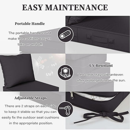 Outdoor Seat Cushion Set 19 L × 19 W × 4 H Inch Waterproof & Fade Resistant - Image 4