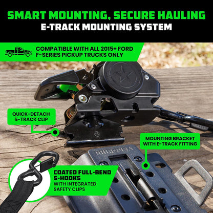 rhino usa bed-mounted retractable ratchet straps - for, close-up detail