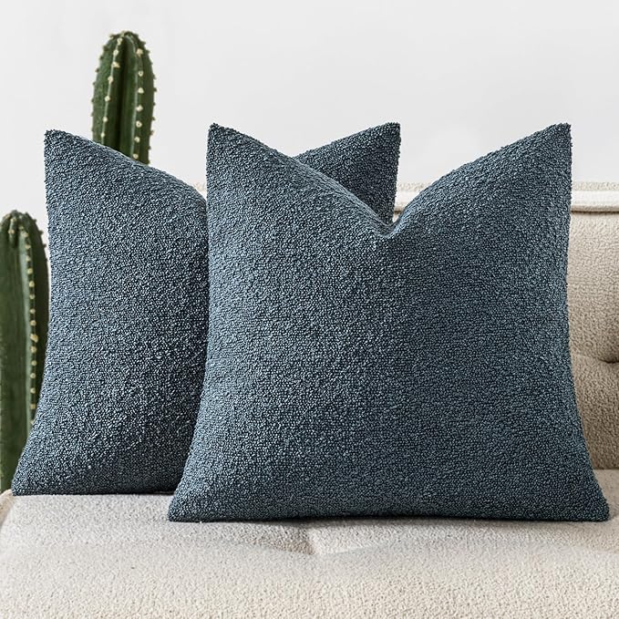Woaboy Pack of 2 20x20 Inch Decorative Boucle Throw Pillow Covers Textured by Woaboy