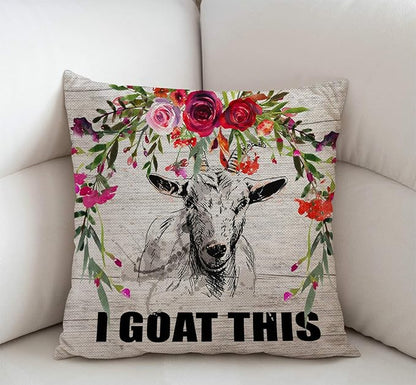 Swono Goat Throw Pillow Cover I Goat This Farmhouse Cushion Case - Image 2