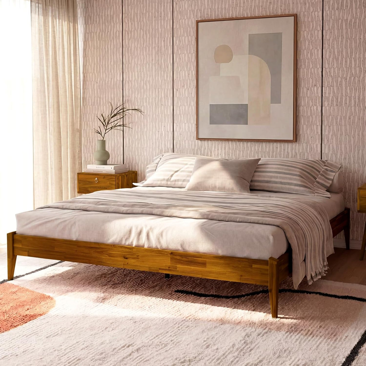 bme dinkee king bed frame wood 15 inch, close-up detail
