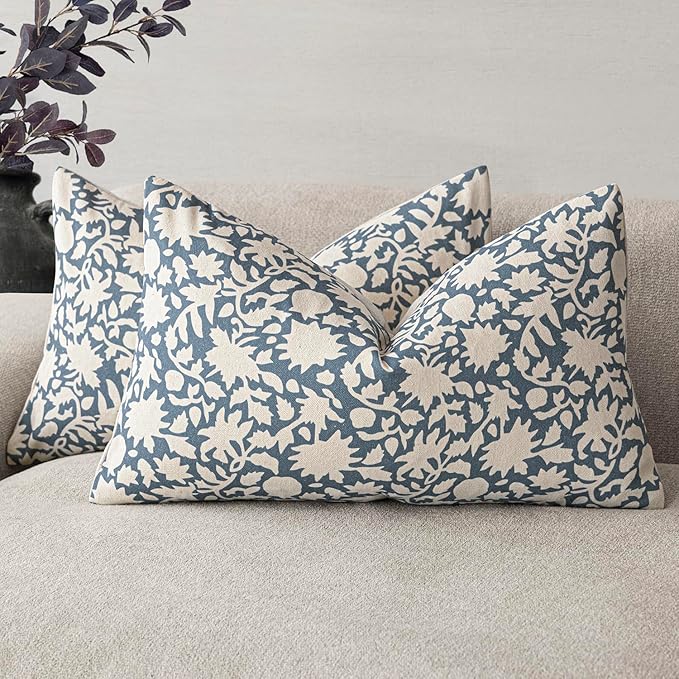 Foindtower Set of 2 Decorative Neutral Floral Throw Pillow Covers Accent by Foindtower