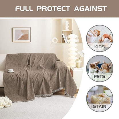MEETSKY Couch Cover Washable for Dogs Sectional Couch Covers Chenille Sofa - Image 3