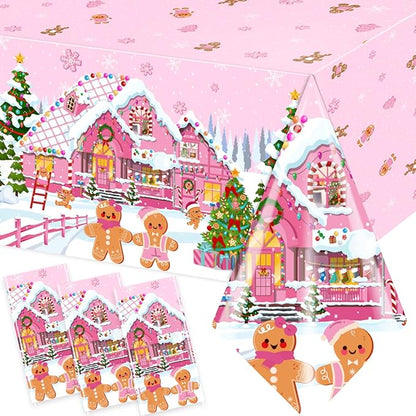 GREHUMOR 3Pcs Gingerbread Christmas Tablecloth Party Decorations Gingerbread by GREHUMOR