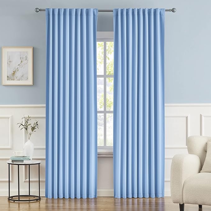 DUALIFE Light Sky Blue Curtains Room Darkening Curtains, Rod Pocket and Back by DUALIFE