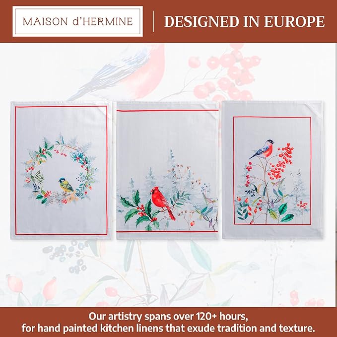 Maison d' Hermine Kitchen Towels Set of 3 100% Cotton 20" x 27.5" Reusable - Image 2