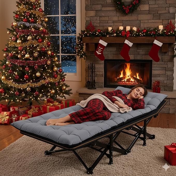 ABORON Camping Cot for Adult 28" Extra Wide, 2PK Heavy-Duty 1200D Oxford Cot - Image 2