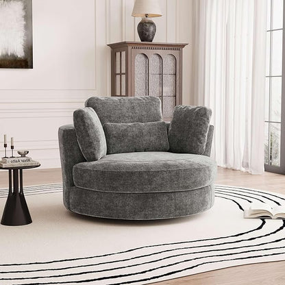 Aoiy & Wifon 50.2'' W Oversized Swivel Barrel Chair, Round Oversized Arm Chair - Image 6