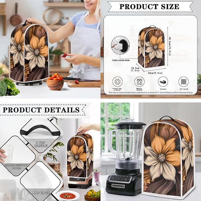 Vintage Flower Floral Pattern Appliance Covers Set Washable Kitchen Blender - Image 3