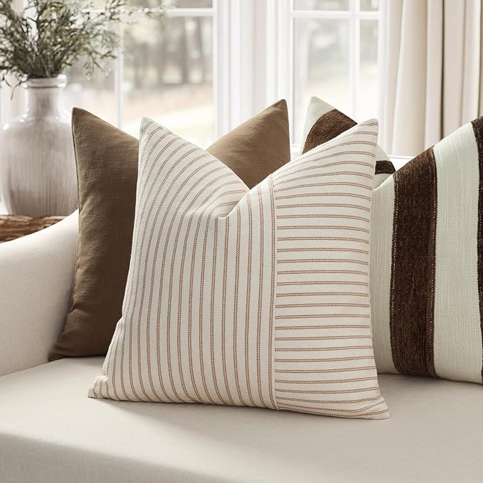 YCOLL Farmhouse Pillow Covers 22x22, Modern Accent Square Throw Pillow Covers - Image 3