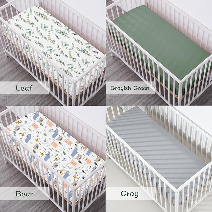 Bimocosy Crib Sheets 4 Pack, Baby Crib Sheets Fitted - Image 4
