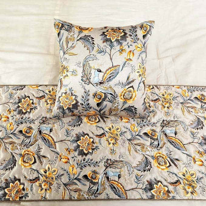 The HomeCentric King/Queen/Twin Grey & Yellow Decorative Full 68"x18" Bed - Image 5