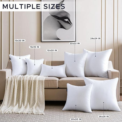 22 x 22 Pillow Inserts Set of 2 Down Alternative Throw Pillow Inserts Large - Image 7