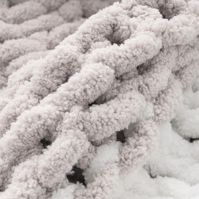 Battilo Beige Cream Chunky Knit Throw Blanket, Soft and Thick Chenille Throw - Image 3