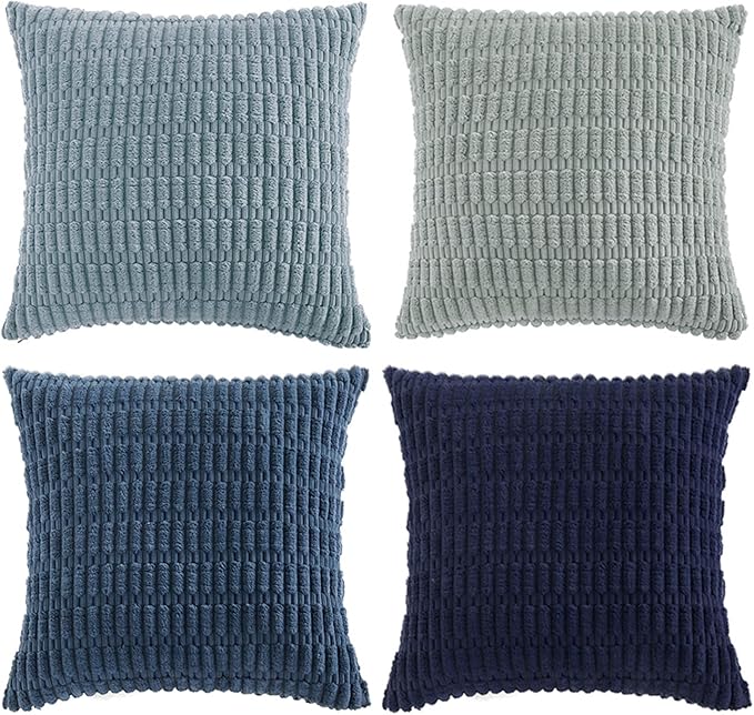 Fancy Homi Set of 4 Blue Decorative Throw Pillow Covers 16x16 Inch - Image 6