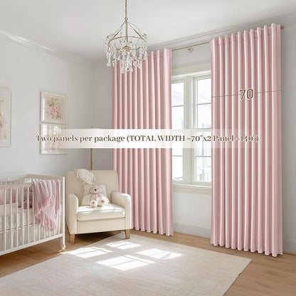 Cute Baby Pink Extra Wide Curtains 70 Inches Wide - Image 6