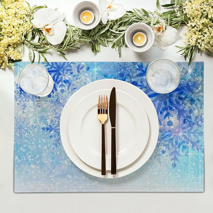 Giwawa Christmas Snowflake Placemats, Winter Snow Place Mats Set of 4 - Image 3