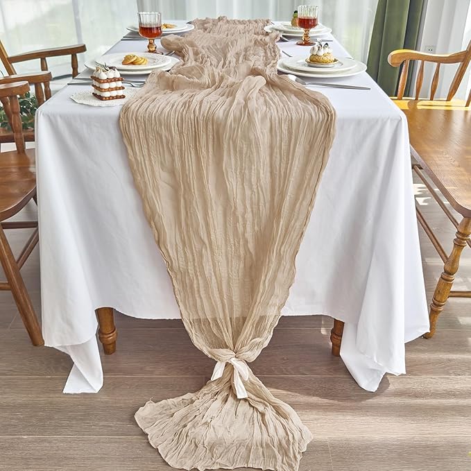 IVAPUPU 6 Pcs Cheesecloth Table Runner - 10ft Nude Boho Gauze Cheese Cloth - Image 3
