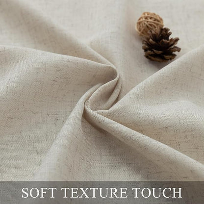 Pinch Pleat Beige Kitchen Short Curtains 24 Inch Length 2 Panels Back Tab Linen - Image 8