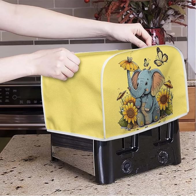 ZFRXIGN Elephant Sunflower Toaster Cover 4 Slice Small Appliance Covers Kitchen - Image 2