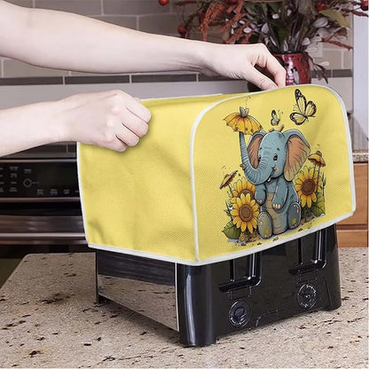 ZFRXIGN Elephant Sunflower Toaster Cover 4 Slice Small Appliance Covers Kitchen - Image 2