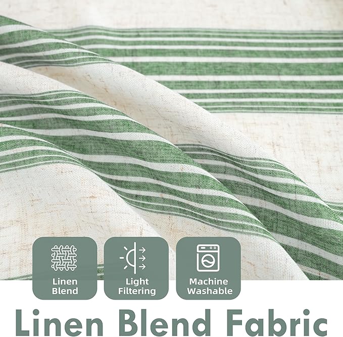 DriftAway Farmhouse Vertical Striped Linen Blend Textured Light Filtering Semi - Image 2