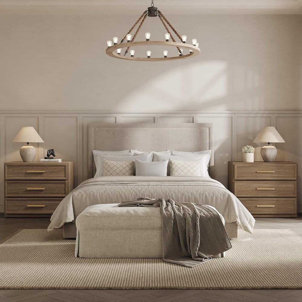 SICOTAS Oversized Nightstands Set of 3 for Bedroom - Storage Bedside Table