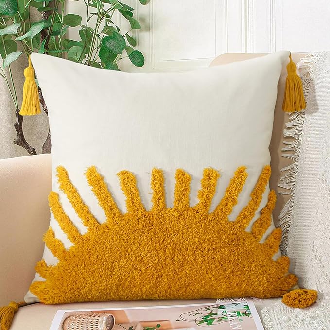 Adabana Boho Throw Pillow Covers 18x18, Decorative Tufted Pillows Cover by Adabana
